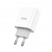 Превью Сетевое зарядное устройство Hoco C80A USB/Type-C с кабелем для Apple (Lightning - Type-C) (белое) — 9