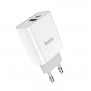 Превью Сетевое зарядное устройство Hoco C80A USB/Type-C с кабелем для Apple (Lightning - Type-C) (белое) — 8