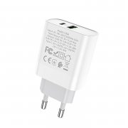 Превью Сетевое зарядное устройство Hoco C80A USB/Type-C с кабелем для Apple (Lightning - Type-C) (белое) — 7