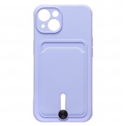 Чехол-накладка - SC304 с картхолдером для Apple iPhone 13 (фиолетовая)
