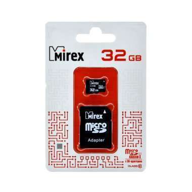 Карта памяти Mirex MicroSDHC 32GB Class 10 UHS-I + SD адаптер — 1
