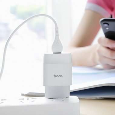 Сетевое зарядное устройство HOCO C72A Glorious с кабелем micro-USB (белое) &mdash; 12