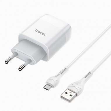 Сетевое зарядное устройство HOCO C72A Glorious с кабелем micro-USB (белое) &mdash; 11