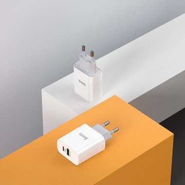 Сетевое зарядное устройство Hoco C80A USB/Type-C с кабелем для Apple (Lightning - Type-C) (белое) — 11