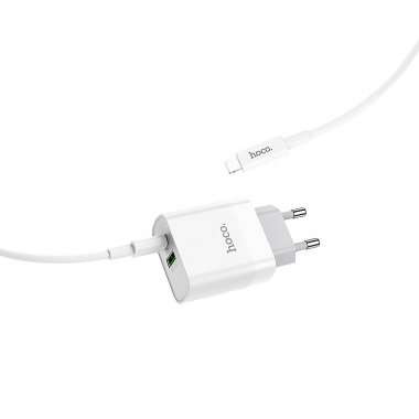 Сетевое зарядное устройство Hoco C80A USB/Type-C с кабелем для Apple (Lightning - Type-C) (белое) — 5