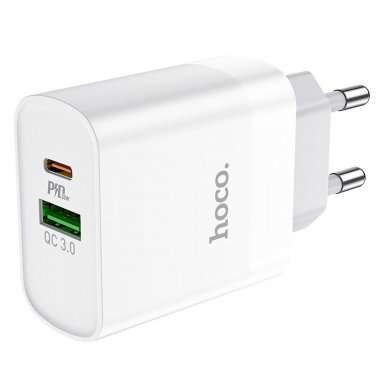 Сетевое зарядное устройство Hoco C80A USB/Type-C с кабелем (Type-C-Type-C) (белое) — 5